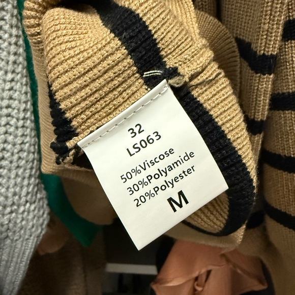 Lillusory Tan & Black Striped Sweater | Oversized Knit Pullover | Size M - Picture 6 of 6